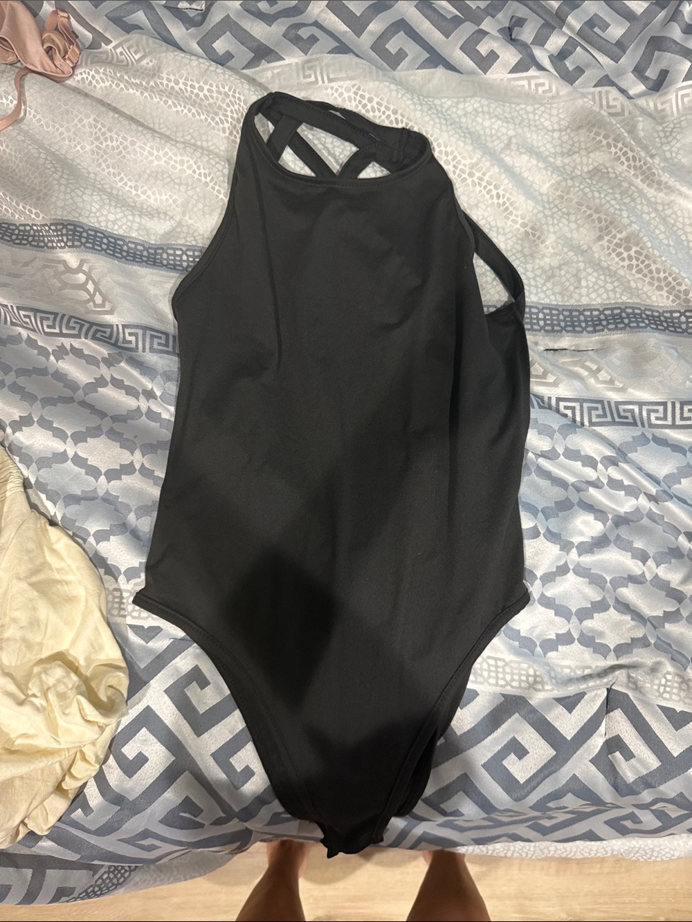 SHEIN Black High-Neck Strappy Bodysuit